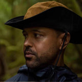 Black Outdoor Waterproof Wide-Brim Rain Hat - Heavy-Duty Rain Protection - Side View