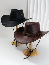 Black Classic Western Cowboy Hat with Wide Brim - Durable and Stylish Design - Side View