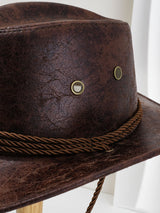 Black Classic Western Cowboy Hat with Wide Brim - Durable and Stylish Design - Top-Down View