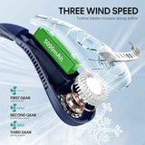 White Rechargeable 5000mAh Portable Neck Fan with 3-Speed Settings - Front View