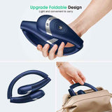 Dark Blue Rechargeable 5000mAh Portable Neck Fan with 3-Speed Settings - Top-Down View