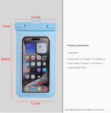 White Four Pieces Per Set Waterproof Phone Pouch with Clear Touchscreen Window and Lanyard - Side View