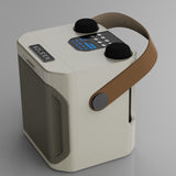 Black Portable Karaoke Machine with Dual Wireless Microphones and Smartphone Holder - Side View