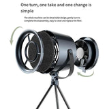 White With a Filter Portable Retro-Style Desktop Air Purifier with Tripod Stand - Front View