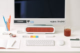 Blue Slim Desktop Rectangular Fan with Modern Design - Side View