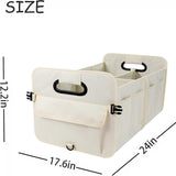 Black Large Car Storage Organizer with Handles, 24x17.6x12.2 in, Collapsible - Front View