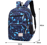 Rose-red Stylish 3-Piece Backpack Set with Unique Geometric Design - 45-Degree Angle
