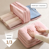 Pink Multifunctional Compact Travel Organizer Bag Stores 6-8 Essentials for Easy Access - Front View