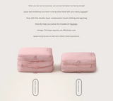 Pink Multifunctional Compact Travel Organizer Bag Stores 6-8 Essentials for Easy Access - Top-Down View