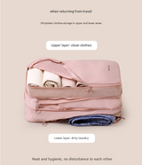 Pink Multifunctional Compact Travel Organizer Bag Stores 6-8 Essentials for Easy Access - 45-Degree Angle