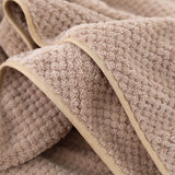 Striped Model Pink Luxury White Bath Towel and Hand Towel Set - Ultra Soft and Absorbent - Side View