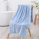 Striped Model Blue Luxury White Bath Towel and Hand Towel Set - Ultra Soft and Absorbent - Top-Down View