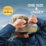 Black Outdoor UV Protection Wide-Brim Boonie Hat with Mesh Ventilation - Side View