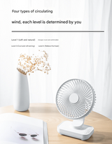White Portable Mini Fan - Compact, Quiet, and Rechargeable for Personal Cooling - Front View