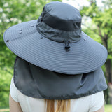 Yellow Wide Brim Sun Protection Hat with Face Shield - Adjustable for Ultimate UV Protection - Front View