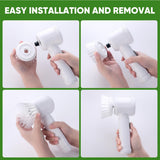Grey Electric Cleaning Brush with Multiple Attachments - Rechargeable and Versatile for Home and Kitchen Use - Front View