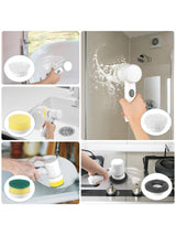 Grey Electric Cleaning Brush with Multiple Attachments - Rechargeable and Versatile for Home and Kitchen Use - 45-Degree Angle