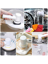 Grey Electric Cleaning Brush with Multiple Attachments - Rechargeable and Versatile for Home and Kitchen Use - Rear View