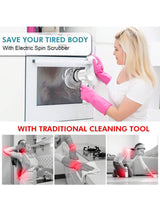 Grey Electric Cleaning Brush with Multiple Attachments - Rechargeable and Versatile for Home and Kitchen Use - Close-Up Angle