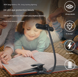 Black Rechargeable LED Book Light with Adjustable Brightness and Color Temperature - Perfect for Reading - Front View