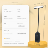 Black Rechargeable LED Book Light with Adjustable Brightness and Color Temperature - Perfect for Reading - Side View