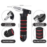 Blue Emergency Car Window Breaker Tool with LED Flashlight - Compact, Safety & Multi-Purpose - Front View