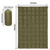 Military Green Compact Lightweight Quilted Blanket - Soft, Warm, and Portable for Outdoor Adventures - Top-Down View