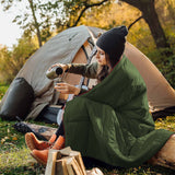 Military Green Compact Lightweight Quilted Blanket - Soft, Warm, and Portable for Outdoor Adventures - 45-Degree Angle