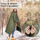 Military Green Compact Lightweight Quilted Blanket - Soft, Warm, and Portable for Outdoor Adventures - Rear View
