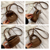 Yellow Compact Crossbody Leather Handbag - Chic and Stylish for Everyday Use - Top-Down View