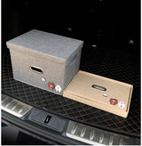 Beige Storage Fabric Bin with Lid - Compact and Stylish for Organizing Your Home - Front View