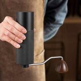 Silver Premium Manual Coffee Grinder with Adjustable Ceramic Burr - Compact and Durable for Perfect Coffee Grinding - Front View