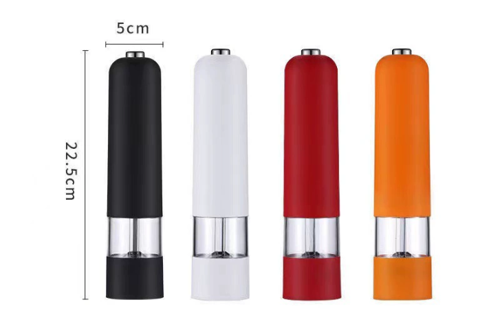 Black Elegant Electric Salt and Pepper Grinder - Modern and Compact for Effortless Seasoning