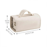 Beige Elegant Cosmetic Bag with Handle - Stylish and Compact for Travel and Storage - 45-Degree Angle