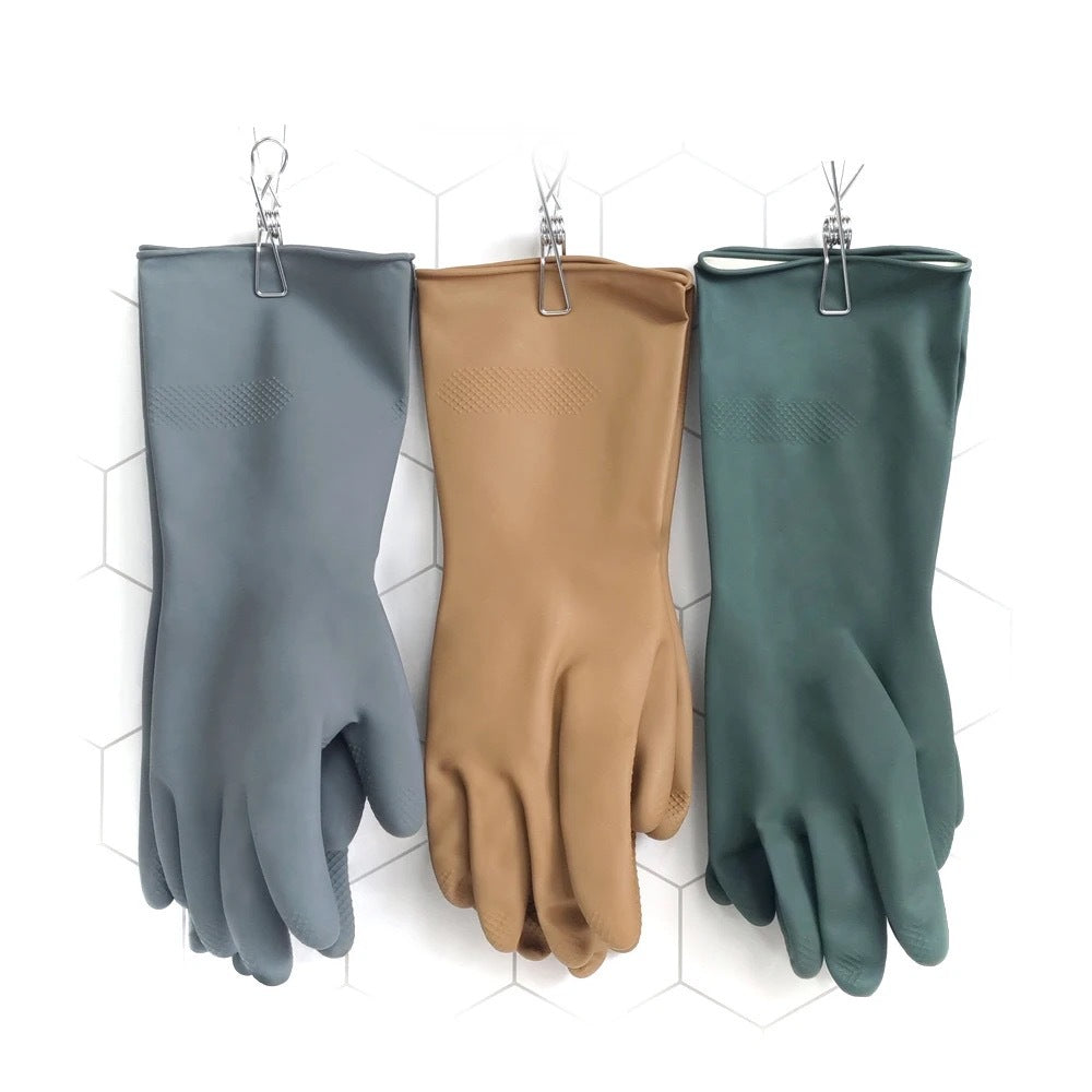 Pink Set of 3 Pairs of Durable Rubber Gloves - Waterproof, Comfortable, Ideal for Household and Cleaning Tasks