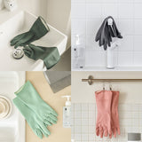Grey Set of 3 Pairs of Durable Rubber Gloves - Waterproof, Comfortable, Ideal for Household and Cleaning Tasks - Front View