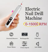 Electric Nail Drill Set - Portable Nail Polishing Tool with Multiple Attachments for Professional Use - Front View