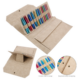 Khaki Crochet Accessories Storage Pouch - Soft Leatherette Organizer for Hooks and Tools - Front View
