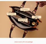 Brown Elegant Leather Handbag - Stylish Brown Tote with Adjustable Strap, Spacious and Durable - Front View