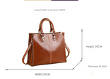 Brown Elegant Leather Handbag - Stylish Brown Tote with Adjustable Strap, Spacious and Durable - 45-Degree Angle
