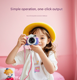 Pink Unicorn Motifs Cute Kids Digital Camera - Cat-Themed HD Camera with 32GB Memory Card - Front View