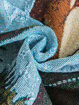 Safari-Inspired Woven Blanket - 160x130cm Artistic Tapestry Throw with Tassel Edges - Top-Down View