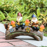 Solar-Powered Garden Gnome Statue - LED Lighted Outdoor Resin Decoration - Front View