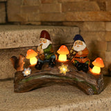 Solar-Powered Garden Gnome Statue - LED Lighted Outdoor Resin Decoration - Side View