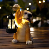 Solar-Powered Labrador Portable Light Statue with LED Lantern - Waterproof Outdoor Garden Light - Front View