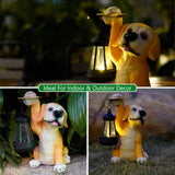 Solar-Powered Labrador Portable Light Statue with LED Lantern - Waterproof Outdoor Garden Light - Side View