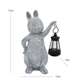 Green Solar-Powered Rabbit Statue with LED Lantern - Cute Garden & Lawn Decoration - Top-Down View
