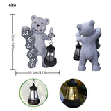 Solar-Powered Welcome Bear Statue with LED Lantern - Outdoor Garden & Patio Decor - Top-Down View