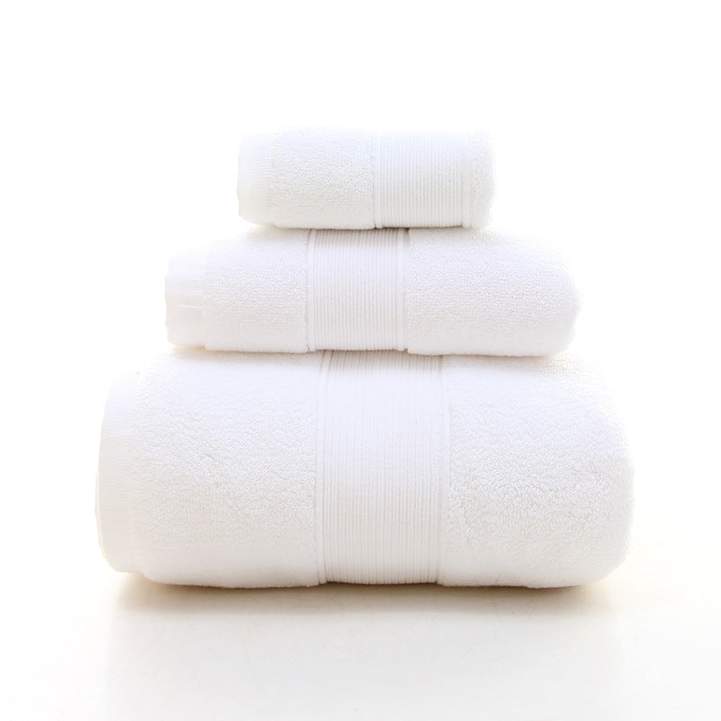 White Luxury 100% Cotton Towel Set ??3-Piece Combed Cotton Bath Towel Set
