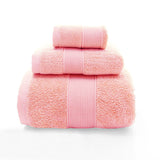 Pink Luxury 100% Cotton Towel Set - 3-Piece Combed Cotton Bath Towel Set
